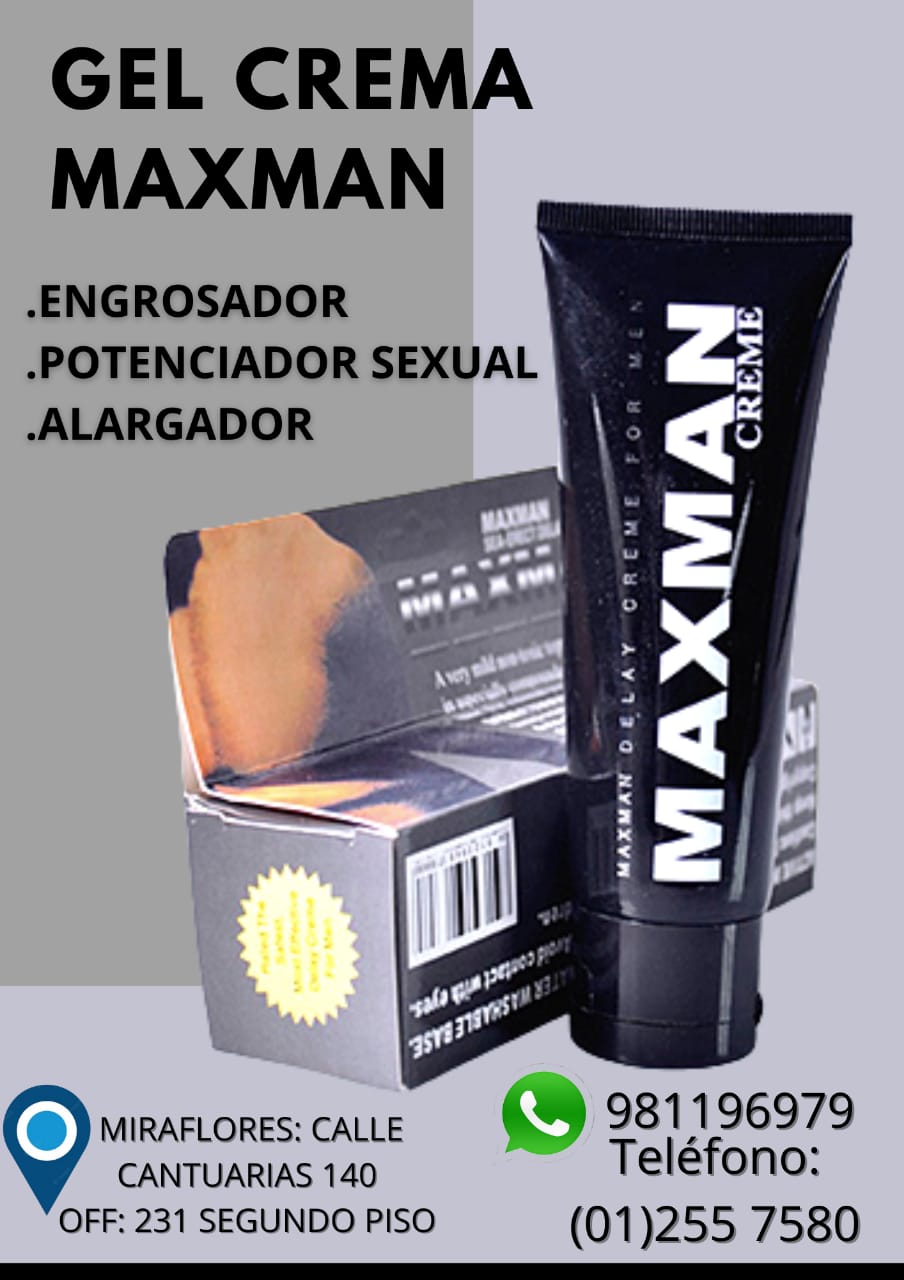 MAXMAN GEL-ALARGADOR -RETARDANTE-ENGROSADOR-SEXSHOP MIRAFLORES 